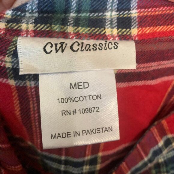 Cotton Flannel Shirt in Red Plaid by CW Classics - Picture 2 of 8